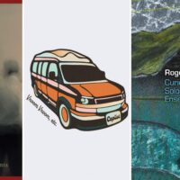 From left, album art for Ghost Girl's "Fragment" (courtesy); Copilot's "Vroom Vroom, etc" (courtesy Julia Paccone); and Roger Clark Miller's "Curiosity for Solo Electric Guitar Ensemble" (courtesy).